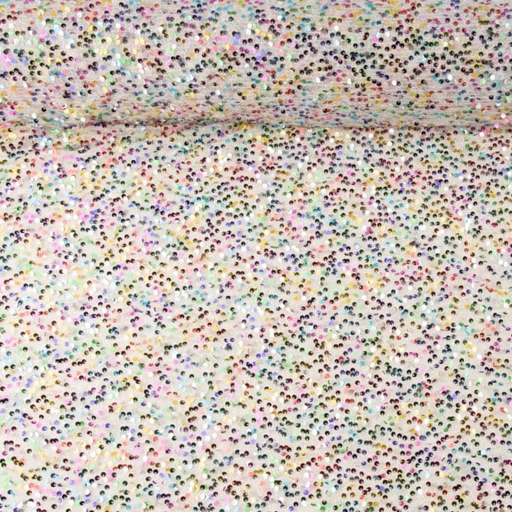 Tulle fantaisie blanc à sequins multicolores - Ribes y Casals