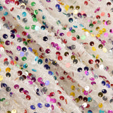 Tulle fantaisie blanc à sequins multicolores - Ribes y Casals