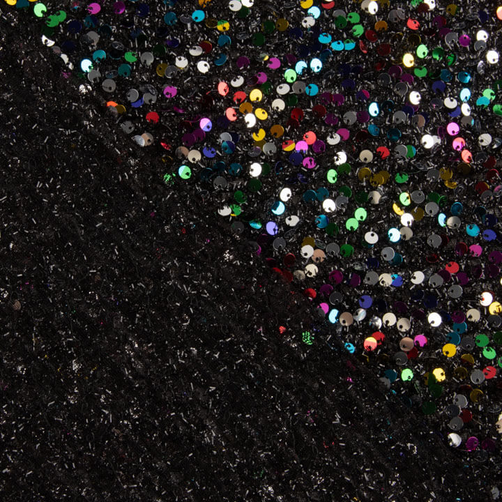 Tulle fantaisie noir à sequins multicolores - Ribes y Casals