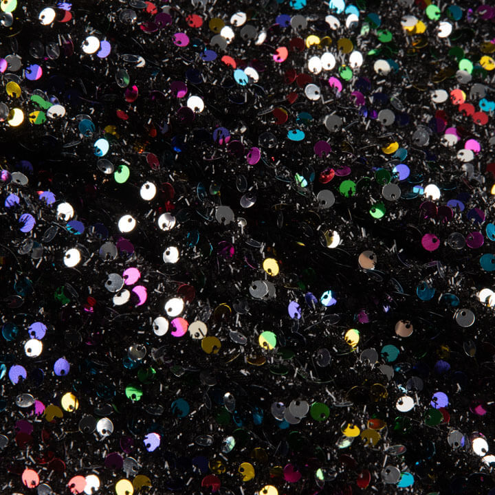 Tulle fantaisie noir à sequins multicolores - Ribes y Casals