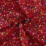 Tulle fantaisie rouge à sequins multicolores - Ribes y Casals