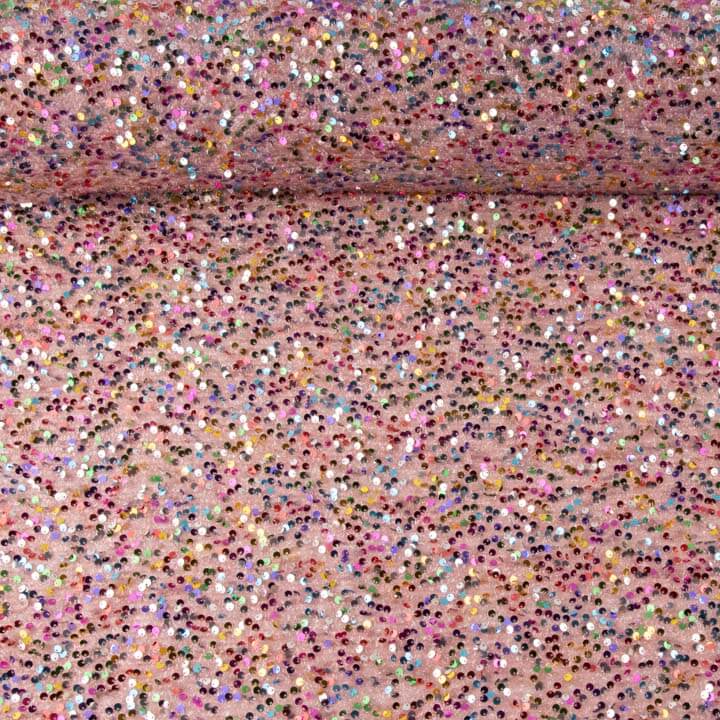 Tulle fantaisie rose à tissu à sequins multicolore - Ribes y Casals