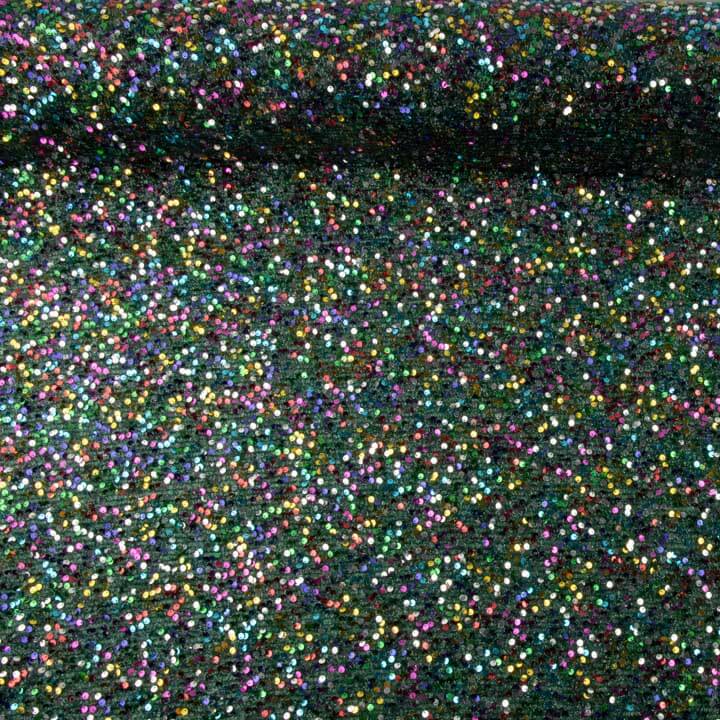 Tulle fantaisie vert à sequins multicolores - Ribes y Casals