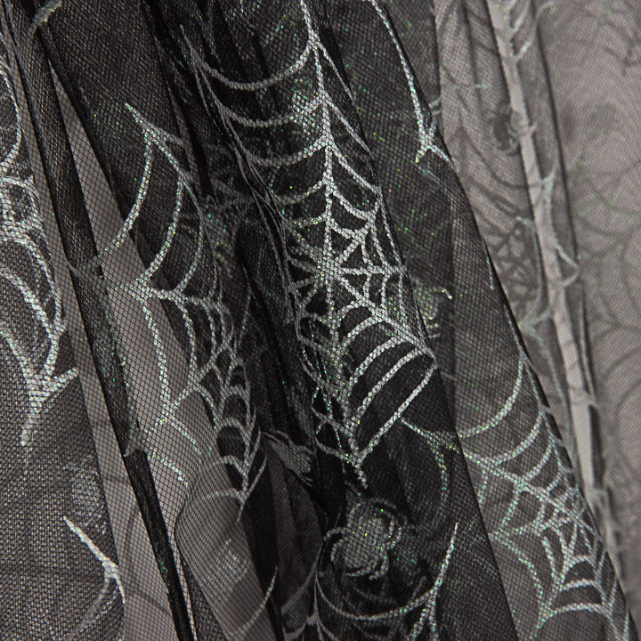 Tulle noir avec araignées argentées pour Halloween - Ribes y Casals