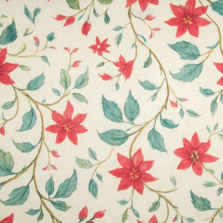 Toile de coton d'effet tissu de lin pour jardin, motif aquarelle rouge - Ribes y Casals