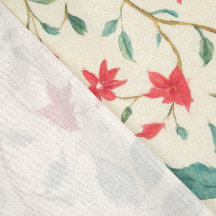 Toile de coton d'effet tissu de lin pour jardin, motif aquarelle rouge - Ribes y Casals