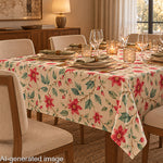 Toile de coton d'effet tissu de lin pour jardin, motif aquarelle rouge - Ribes y Casals