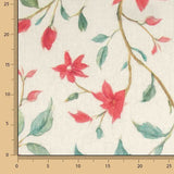 Toile de coton d'effet tissu de lin pour jardin, motif aquarelle rouge - Ribes y Casals