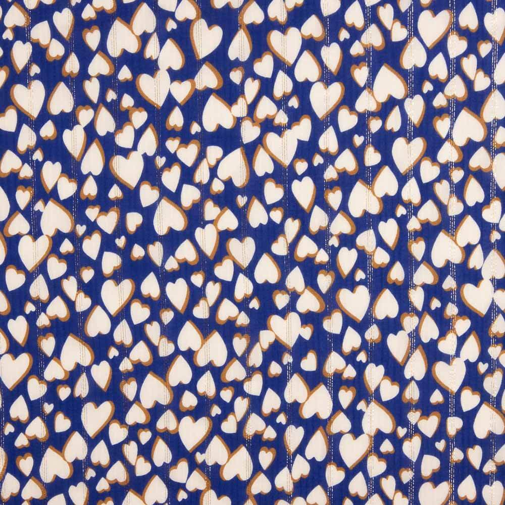 Viscose Lurex Argent Cœurs Bleu foncé - Ribes y Casals