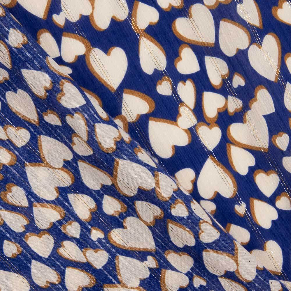 Viscose Lurex Argent Cœurs Bleu foncé - Ribes y Casals