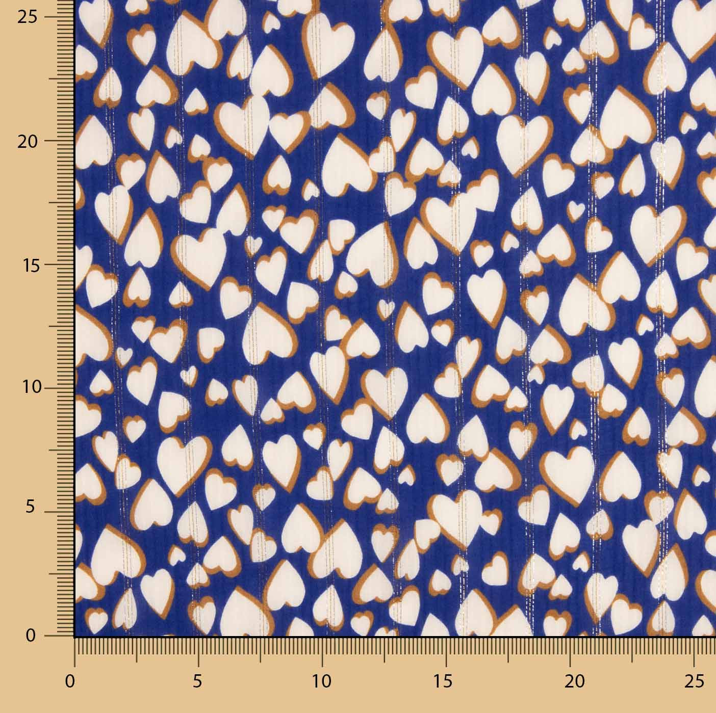 Viscose Lurex Argent Cœurs Bleu foncé - Ribes y Casals