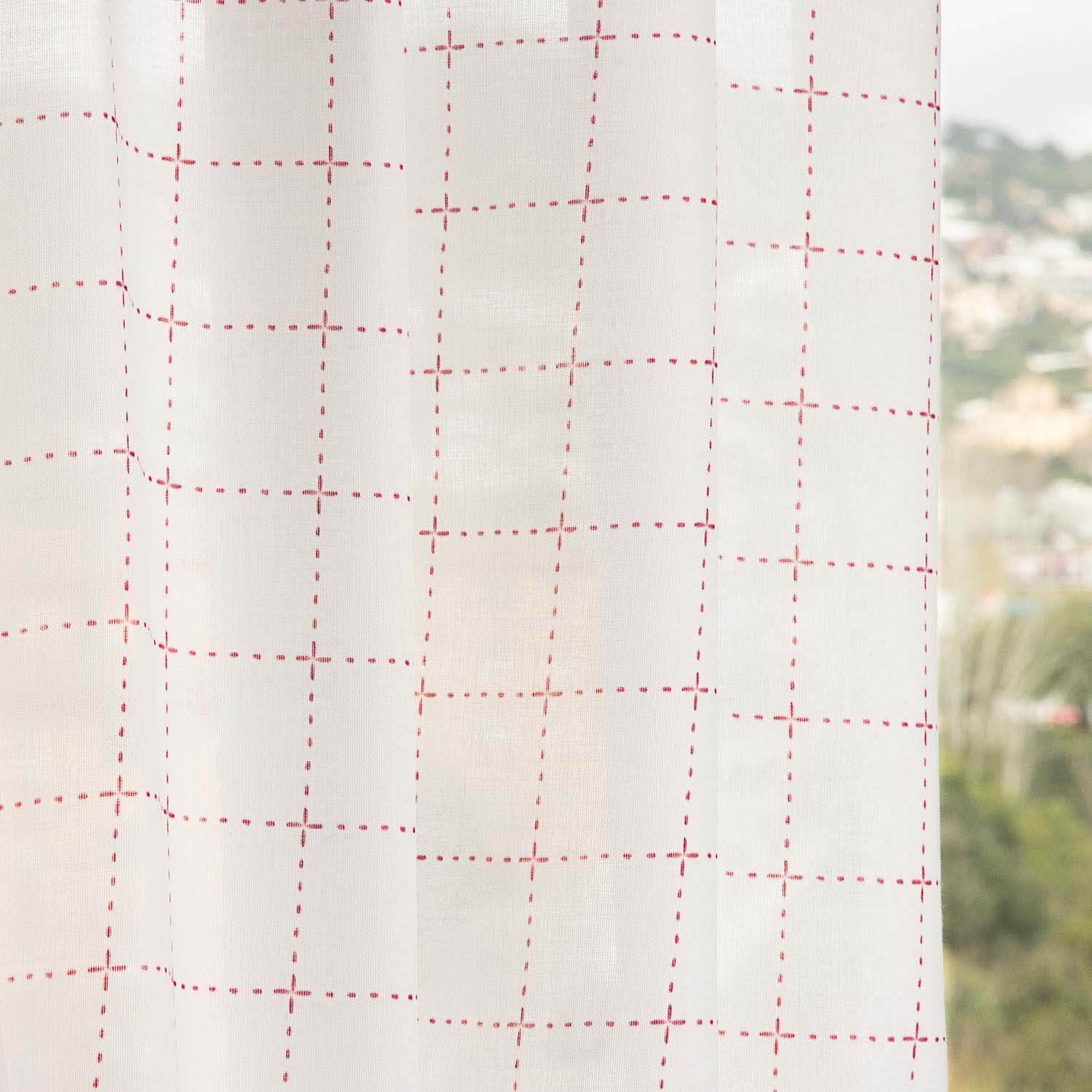 Voilage géométrique à carreaux rouges - Ribes y Casals