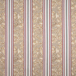 Toile de coton effet tissu de lin « Jardin de Versailles » à rayures beiges et grenat - Ribes y Casals