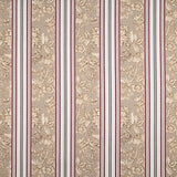 Toile de coton effet tissu de lin « Jardin de Versailles » à rayures beiges et grenat - Ribes y Casals