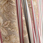 Toile de coton effet tissu de lin « Jardin de Versailles » à rayures beiges et grenat - Ribes y Casals