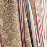 Toile de coton effet tissu de lin « Jardin de Versailles » à rayures beiges et grenat - Ribes y Casals