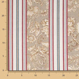 Toile de coton effet tissu de lin « Jardin de Versailles » à rayures beiges et grenat - Ribes y Casals