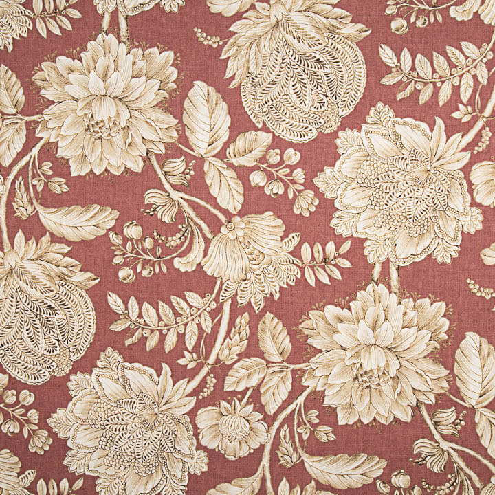 Toile de coton effet tissu de lin Jardin Imperial Terracotta - Ribes y Casals