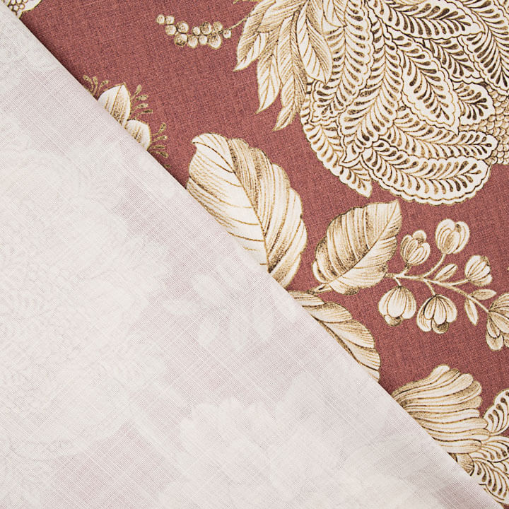 Toile de coton effet tissu de lin Jardin Imperial Terracotta - Ribes y Casals