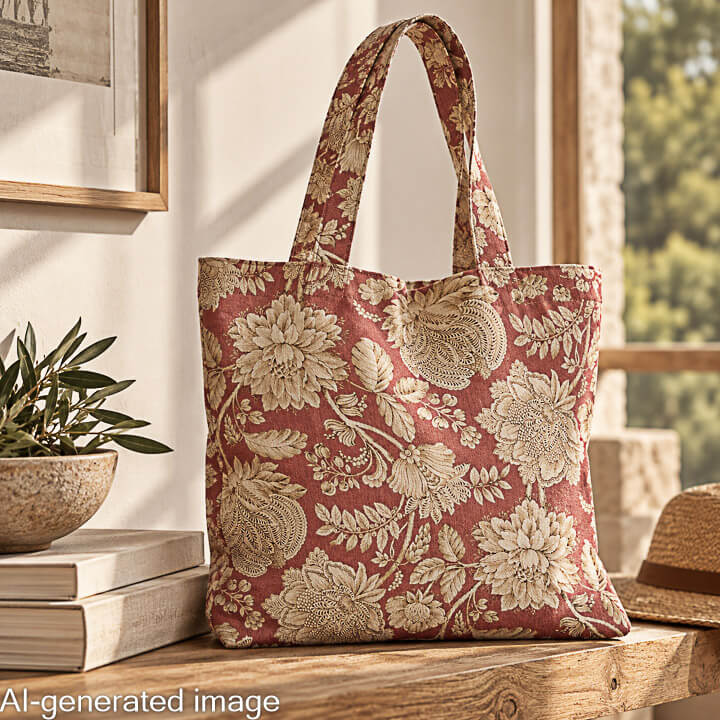 Toile de coton effet tissu de lin Jardin Imperial Terracotta - Ribes y Casals
