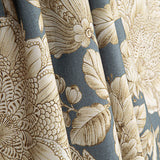 Toile de coton effet tissu de lin Jardin Imperial Bleu - Ribes y Casals