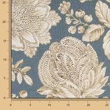 Toile de coton effet tissu de lin Jardin Imperial Bleu - Ribes y Casals