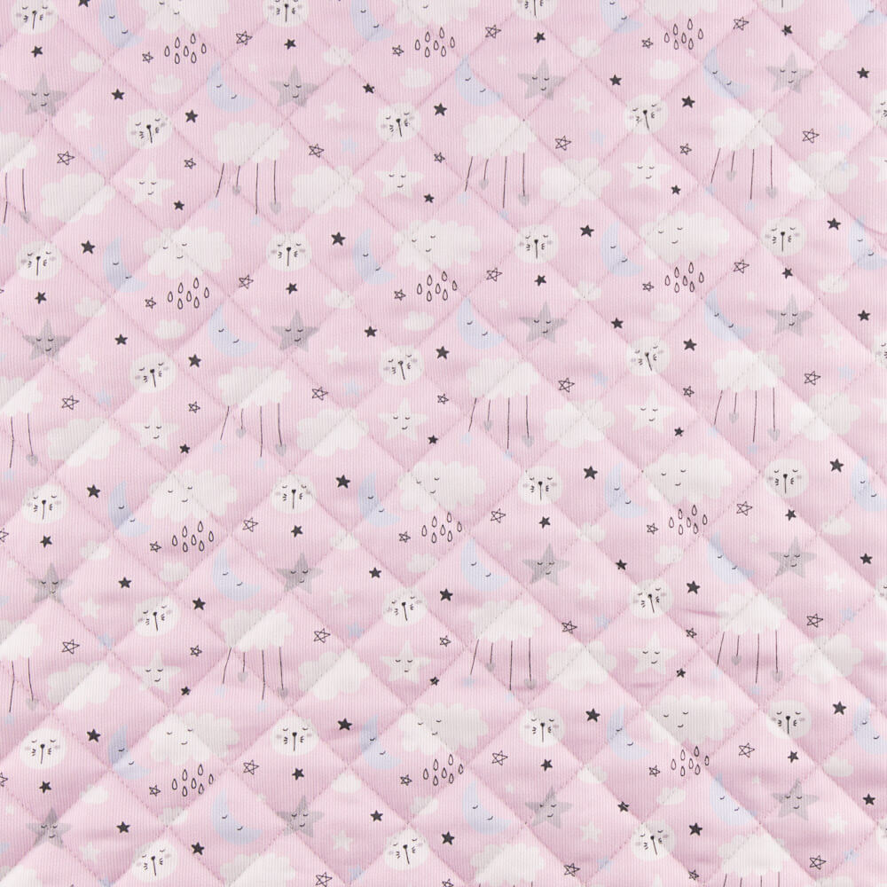 Coton Piqué Rembourré Rose Ciel - Ribes y Casals
