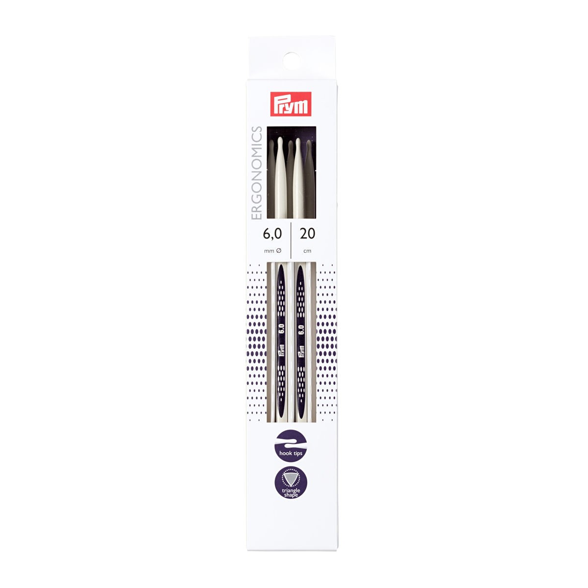 Prym - Aiguilles Double Pointe Ergonomique6mm. 194208 - Ribes y Casals