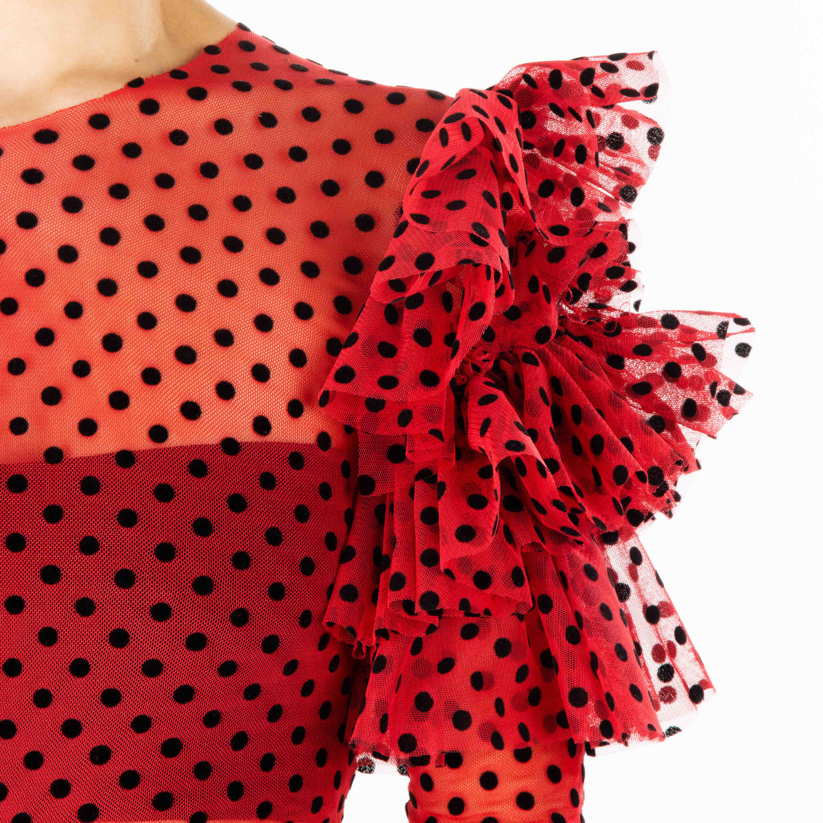 Tulle Lycra Flocage Rouge - Ribes y Casals