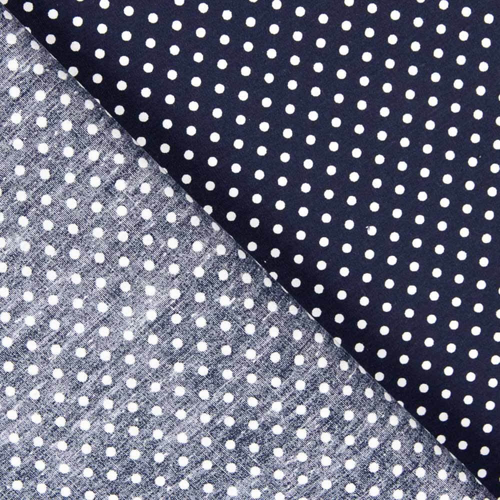 Popeline de coton à pois bleu marine - Ribes y Casals