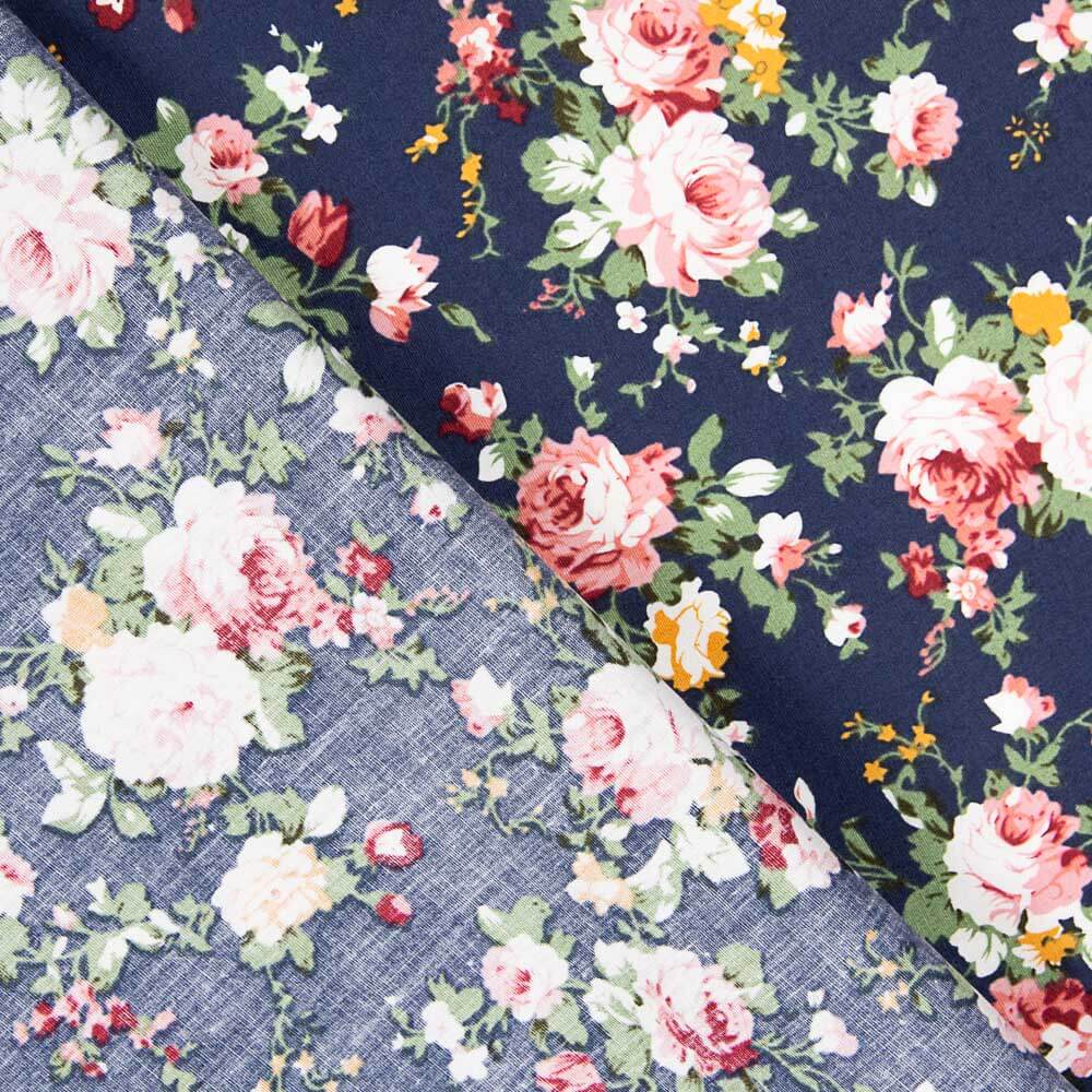 Marine Popeline Coton Classique Mini Cretonne - Ribes y Casals