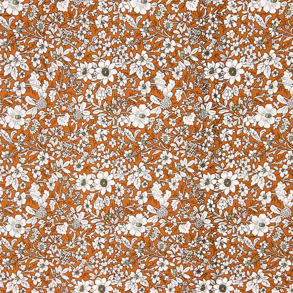 Popeline Coton Fleurs Terracotta - Ribes y Casals