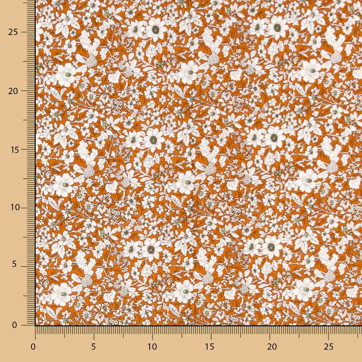 Popeline Coton Fleurs Terracotta - Ribes y Casals