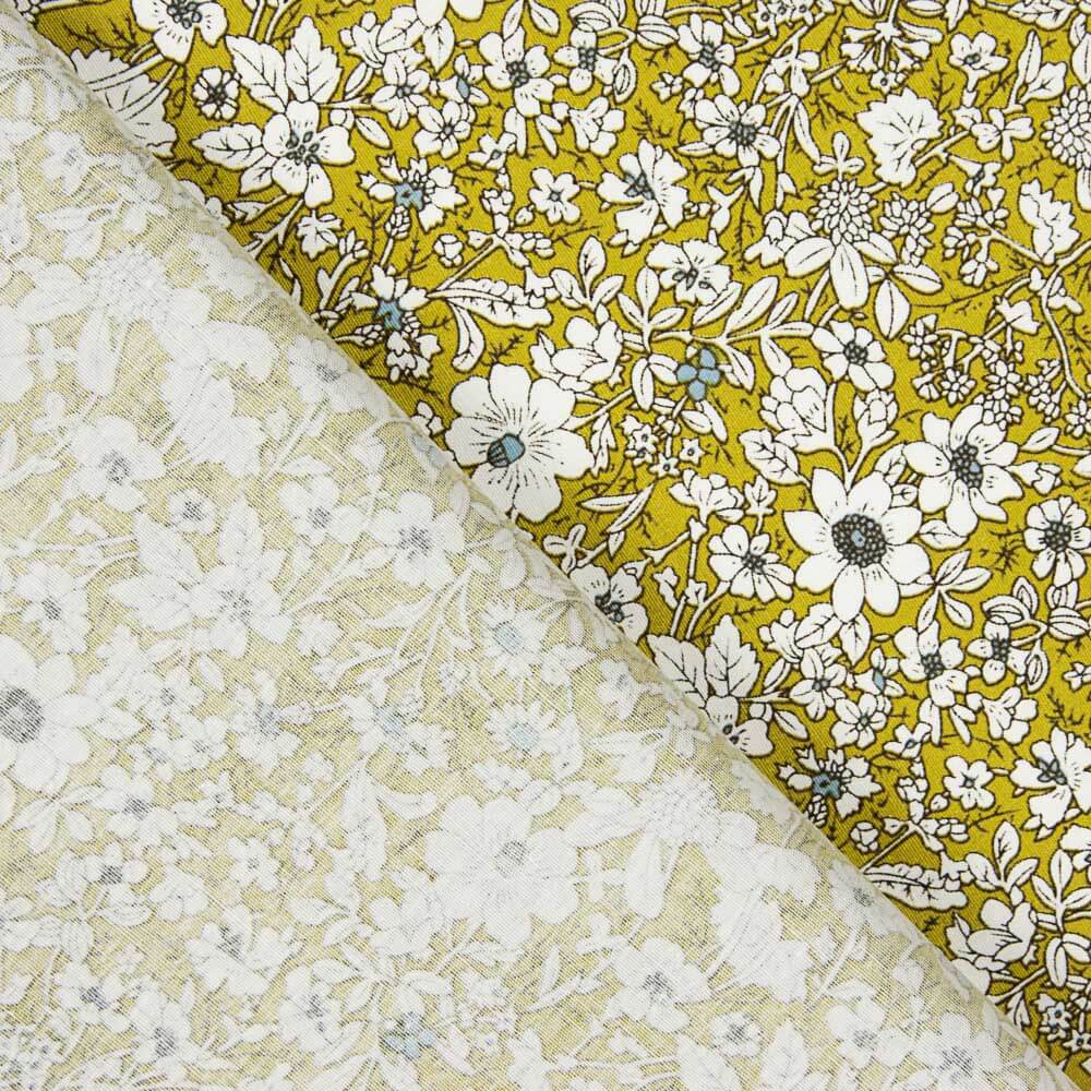 Popeline Coton Fleurs Noir - Ribes y Casals