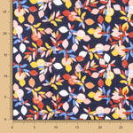 Popeline Coton Citron Bleu Marine - Ribes y Casals