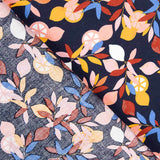 Popeline Coton Citron Bleu Marine - Ribes y Casals