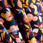 Popeline Coton Citron Bleu Marine - Ribes y Casals