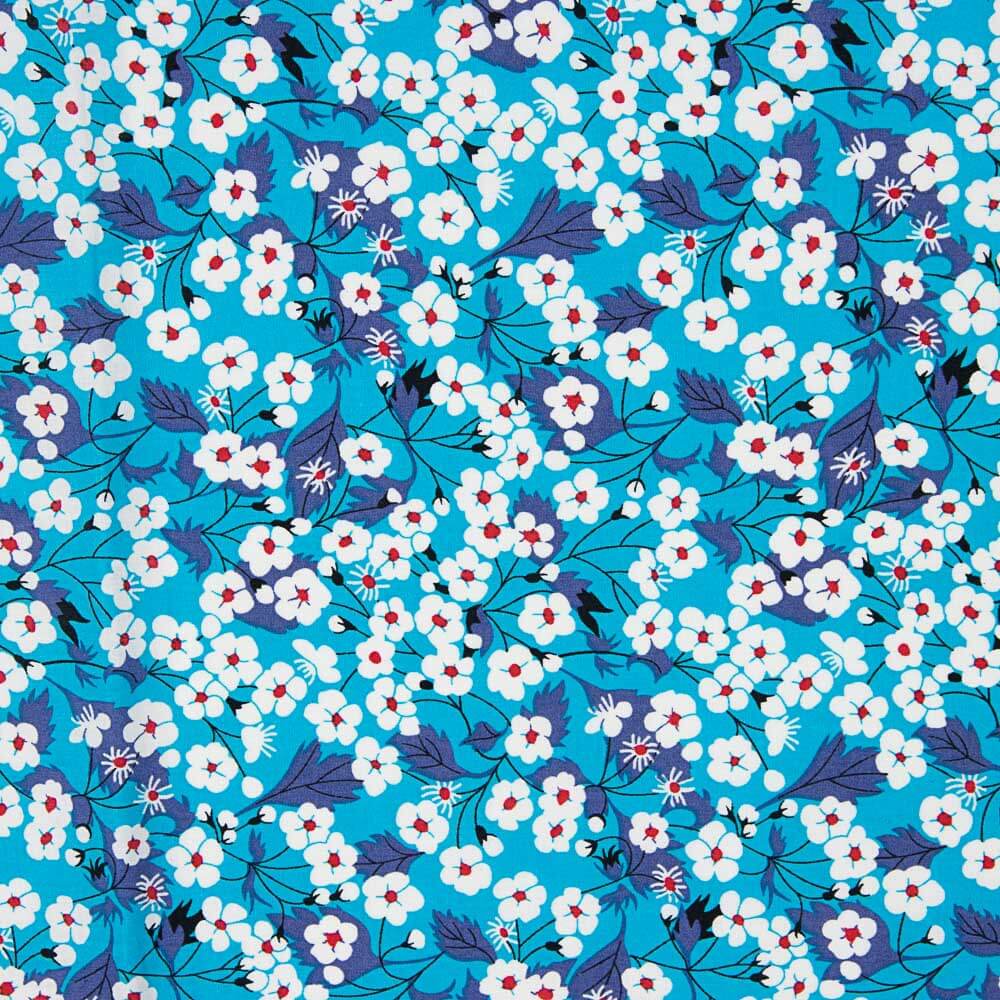 Popeline Coton Fleur Zhang Turquoise - Ribes y Casals