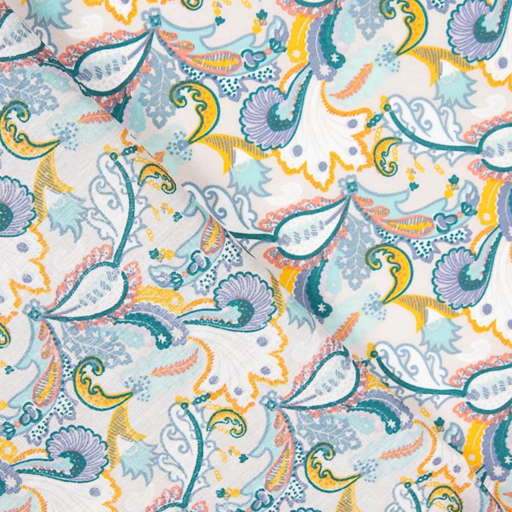 Popeline Coton Cachemire Gris Perle - Ribes y Casals