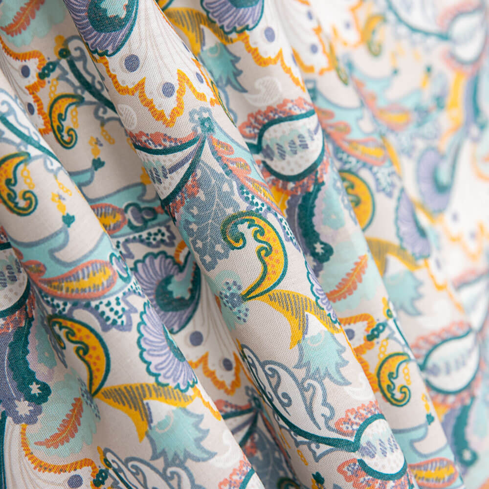 Popeline Coton Cachemire Gris Perle - Ribes y Casals