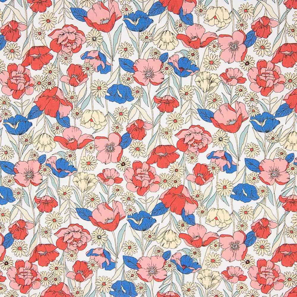 Popeline Coton Rouge Coquelicots - Ribes y Casals