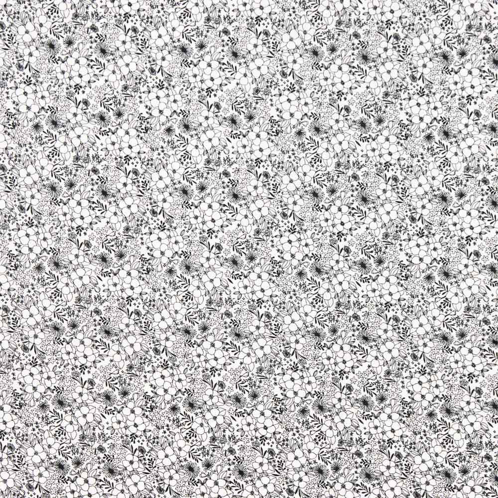 Popeline Coton Fleurs Blanc - Ribes y Casals