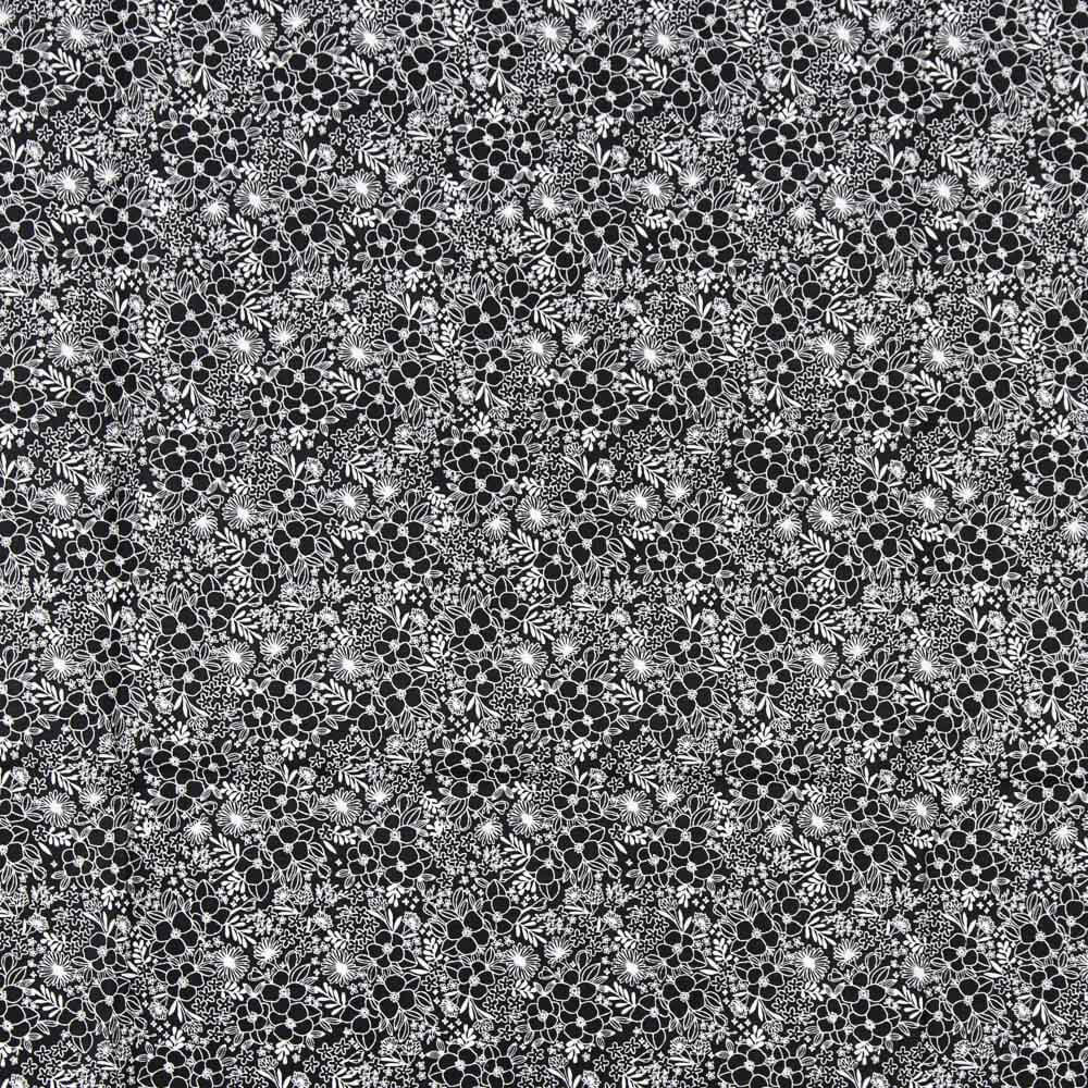 Popeline Coton Fleurs Noir - Ribes y Casals