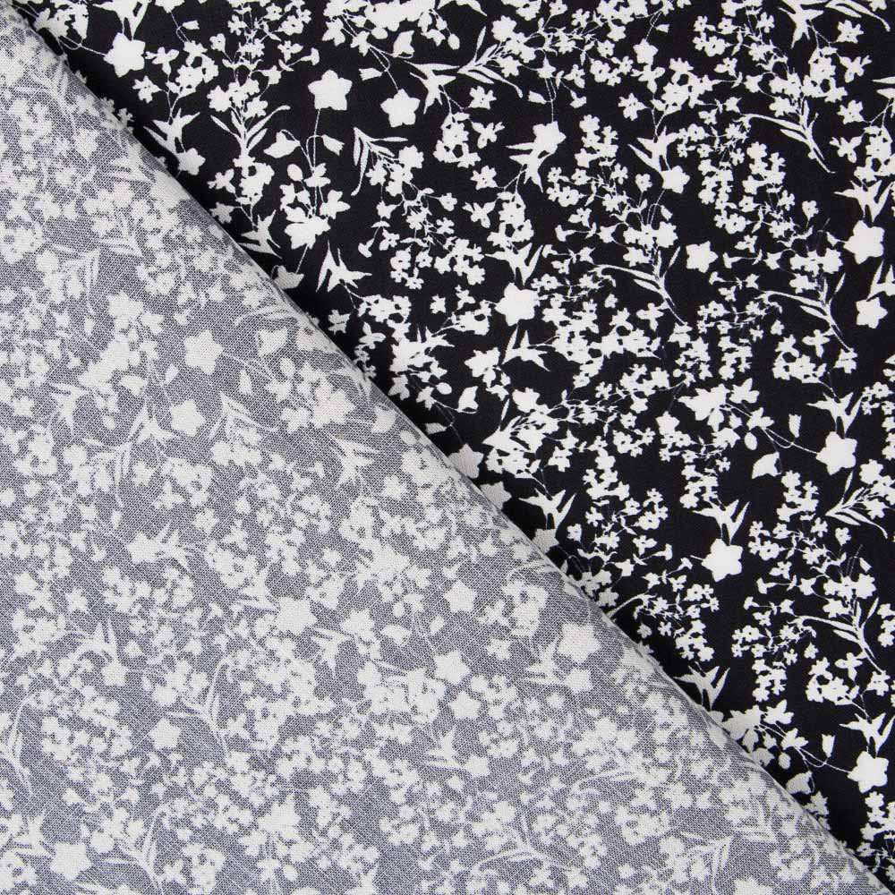 Coton Antibactérien Fleurs Noir - Ribes y Casals