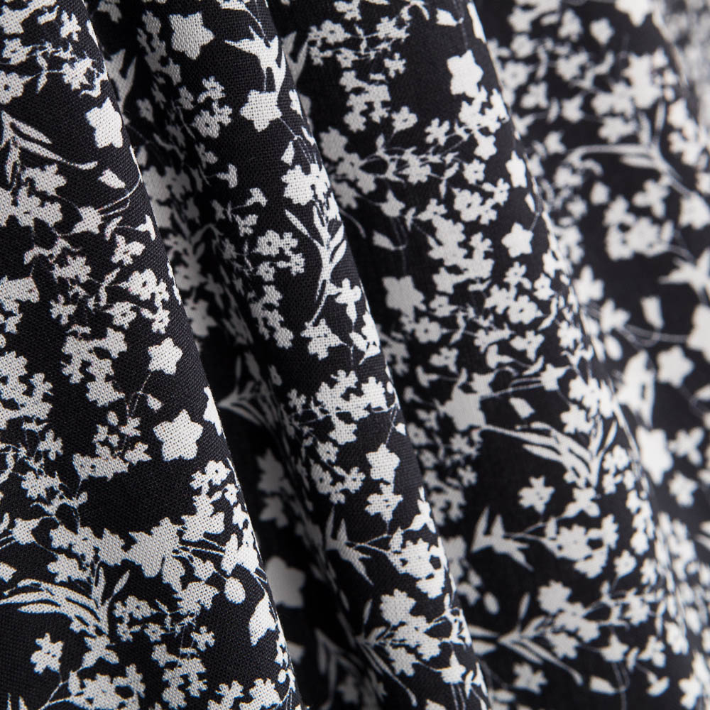 Coton Antibactérien Fleurs Noir - Ribes y Casals