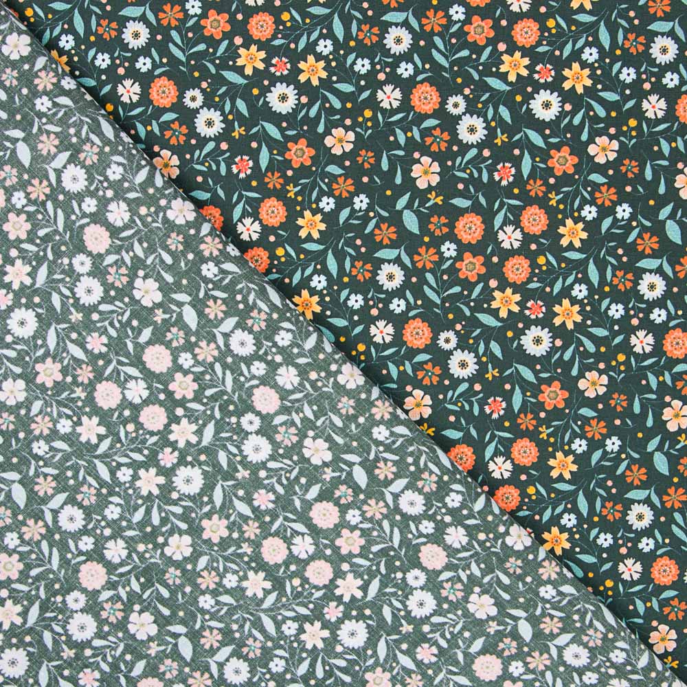 Coton Antibactérien Fleurs Vert - Ribes y Casals