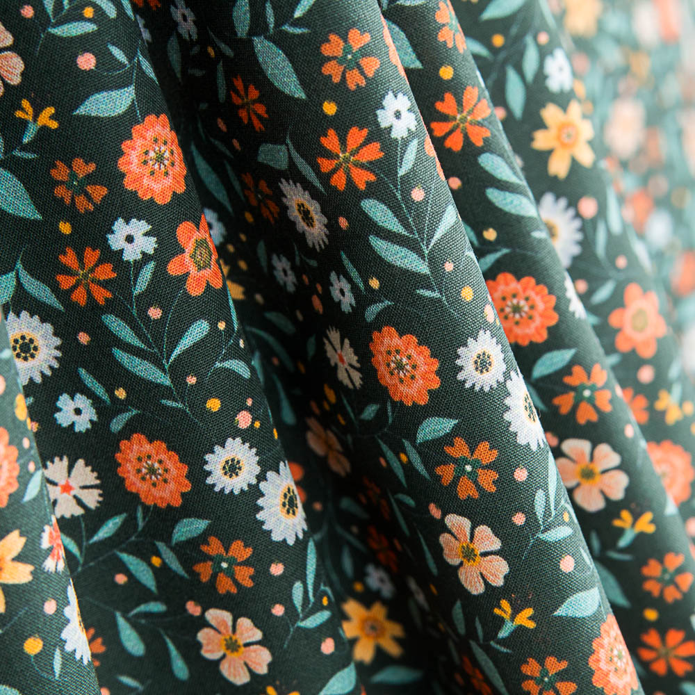 Coton Antibactérien Fleurs Vert - Ribes y Casals