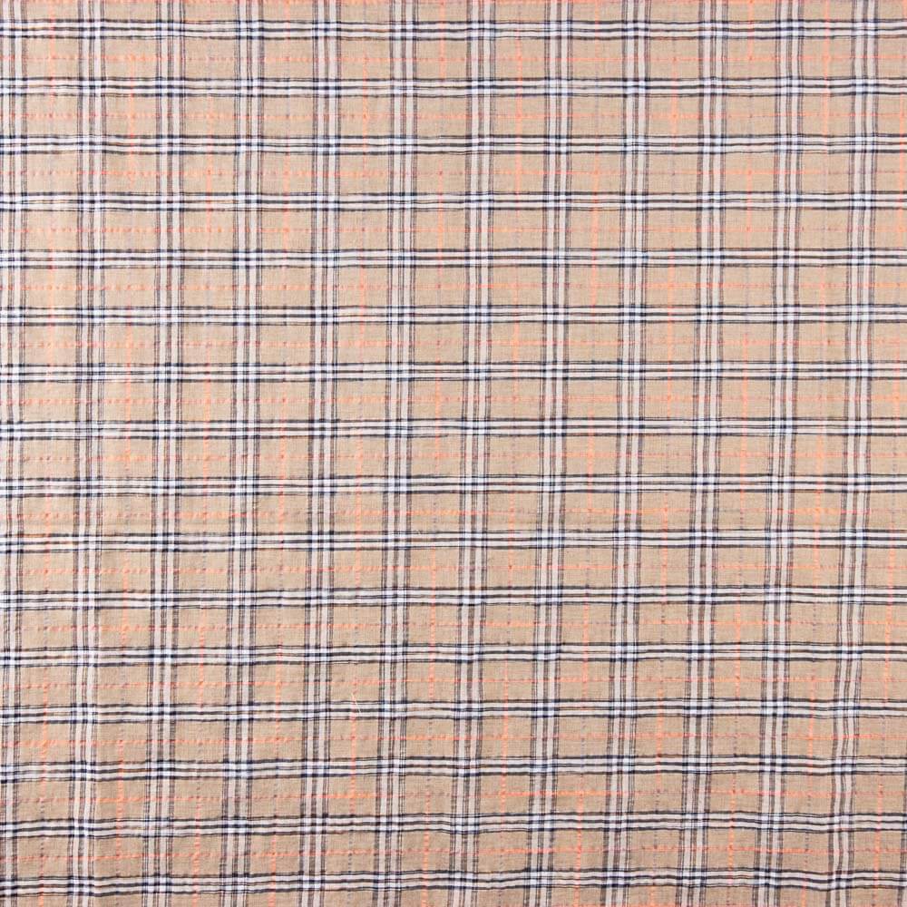 Coton Seersucker  Maxi Carreaux Beige - Ribes y Casals