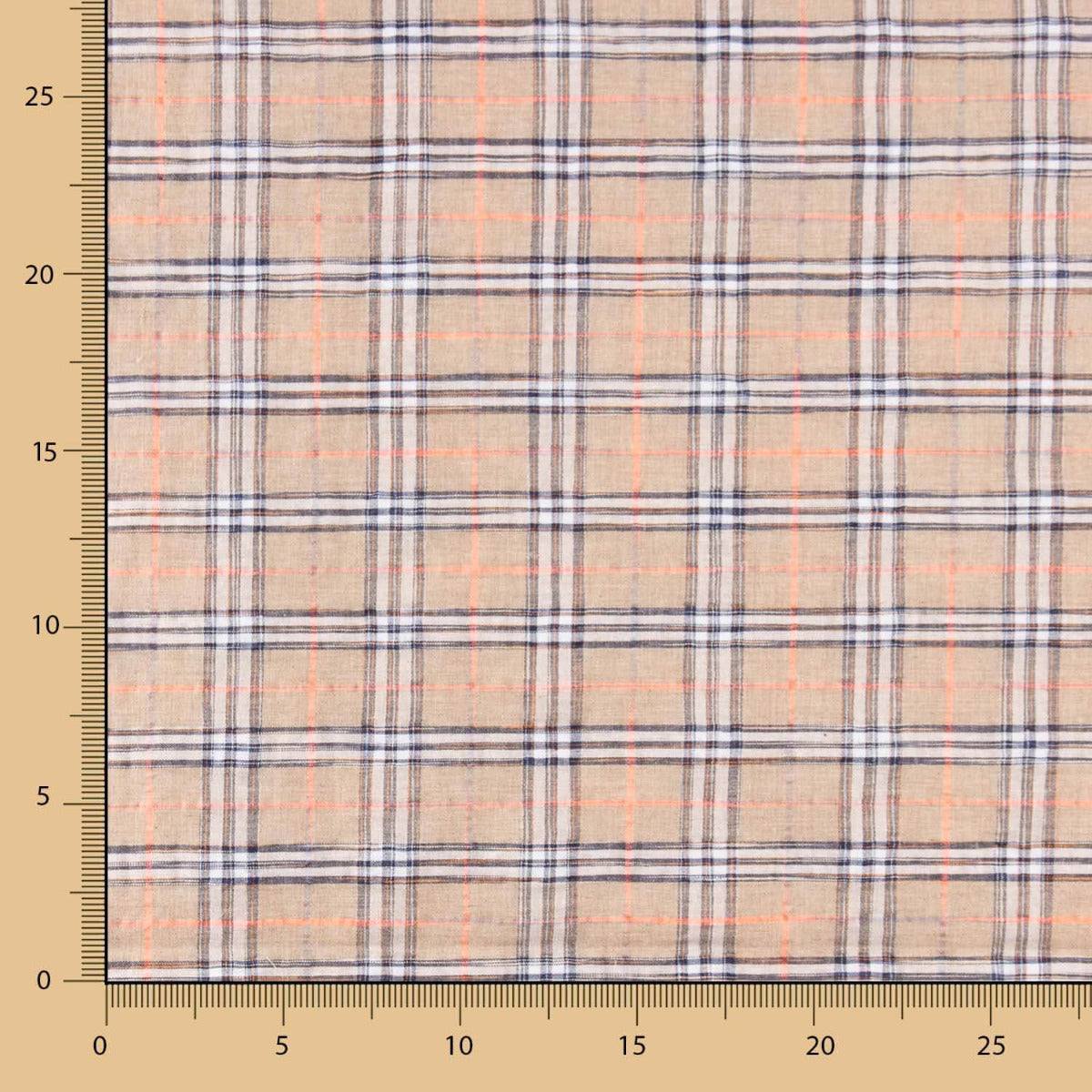 Coton Seersucker  Maxi Carreaux Beige - Ribes y Casals