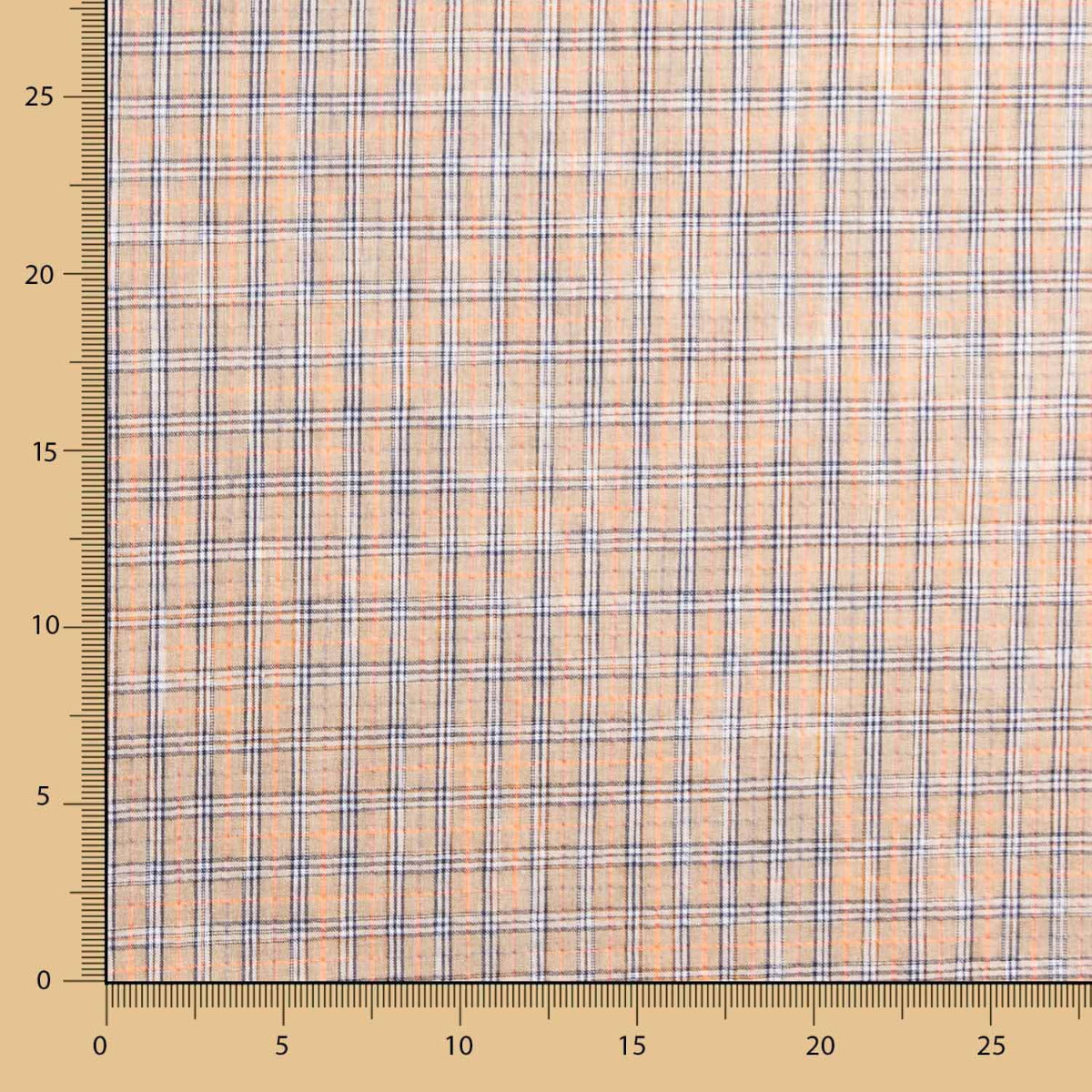 Coton Seersucker Beige Mini Carreaux - Ribes y Casals